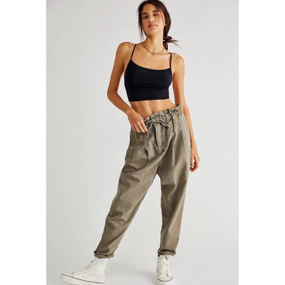 Free People Pants - Free People Margate Pleated Trouser Army Green Size Extra Small